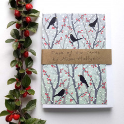 'Blackbirds and Berries' - pack of six cards 'Blackbirds and Berries' - pack of six cards