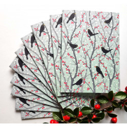 'Blackbirds and Berries' - pack of ten cards 'Blackbirds and Berries' - pack of ten cards