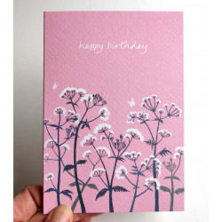 'Cow Parsley' (pink) - Happy Birthday card