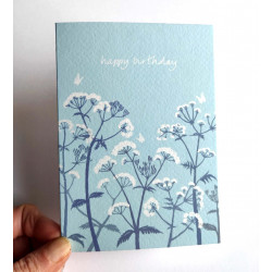 'Cow Parsley' (blue) - Happy Birthday card 'Cow Parsley' (blue) - Happy Birthday card
