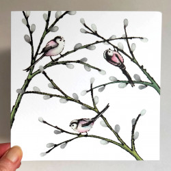 'Long Tailed Tits' Greetings Card 'Long Tailed Tits' Greetings Card