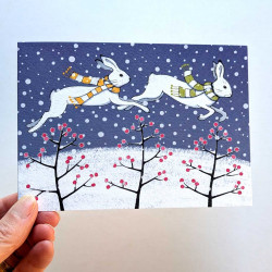 'Arctic Hares' greetings card