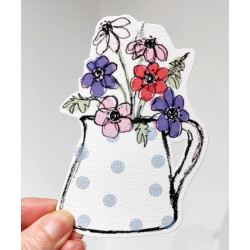 Pottery Jug of Anemones - gift tag Pottery Jug of Anemones - gift tag