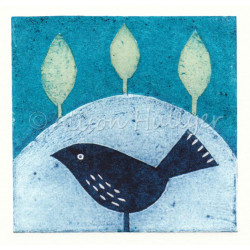 Collograph Print - Indigo Bird (message to order) Collograph Print - Indigo Bird (message to order)