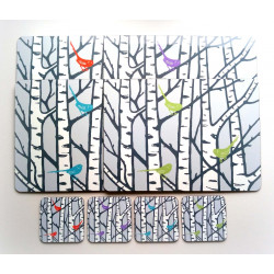 Silver Birch Placemat (colour of bird can be chosen) Silver Birch Placemat (colour of bird can be chosen)