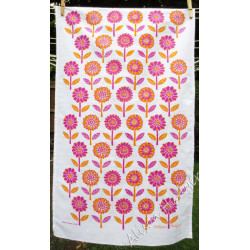 Flower Garden - orange & cerise on white *SALE* Flower Garden - orange & cerise on white *SALE*